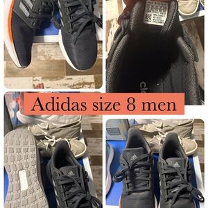 Adidas Men's Black Sneakers with Orange Detail